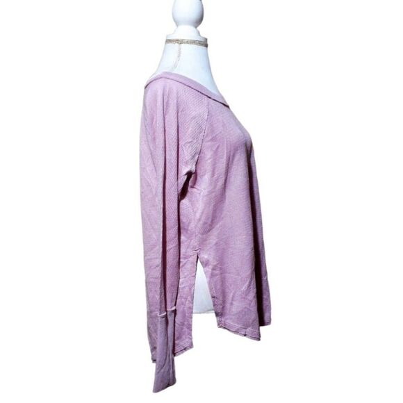 Free People We The Free Pink Snowy Thermal Side Split Long Sleeves  Extra Small - Picture 4 of 8